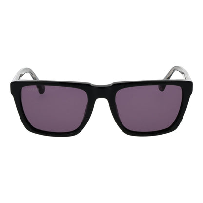 Zwarte Web Eyewear zonnebril met paarse glazen, frontaanzicht.