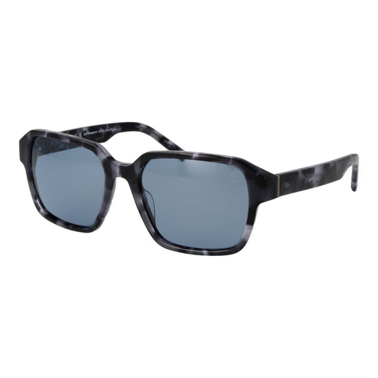 Timberland gepolariseerde zonnebril TB00043 in zwart-wit marmerdesign, met vierkant montuur.