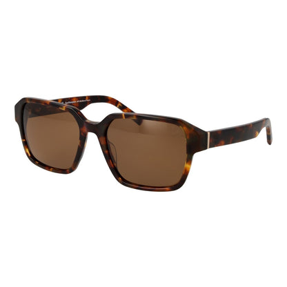 Timberland zonnebril TB00043 met gepolariseerde lenzen en vierkant ontwerp in bruin schildpadpatroon.