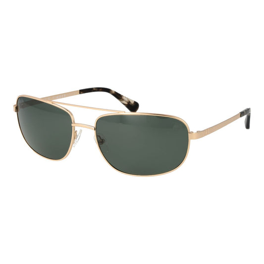 Gouden Timberland zonnebril voor heren met 100% UV400-bescherming, schuin van voren.