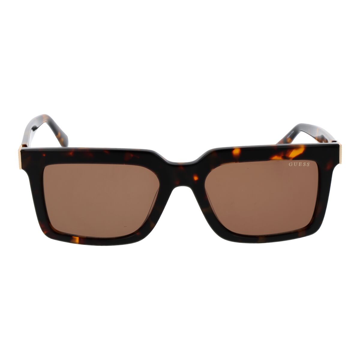 Detail van de Guess Zonnebril Heren GU00213 5552E met bruin getinte glazen en een modern montuur.