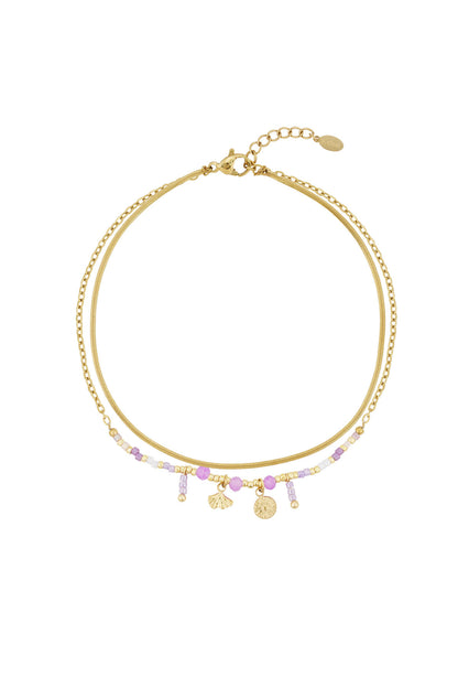 Elegante Classy Vibe enkelband van Festivalzone.com met 14K goud plating en kleurrijke details.