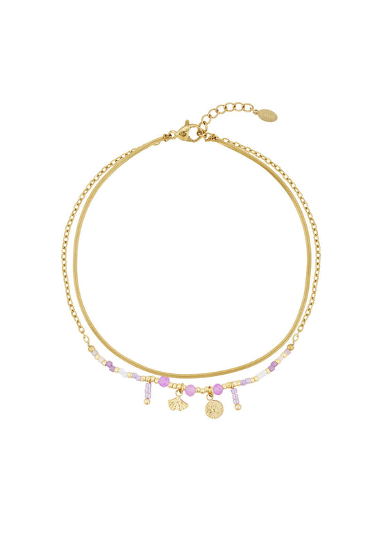 Elegante Classy Vibe enkelband van Festivalzone.com met 14K goud plating en kleurrijke details.