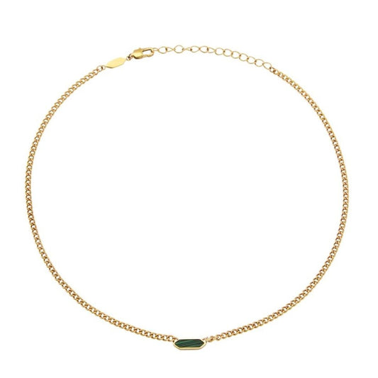 Gouden Breil ketting voor dames met elegante afwerking en mineraal kristal.
