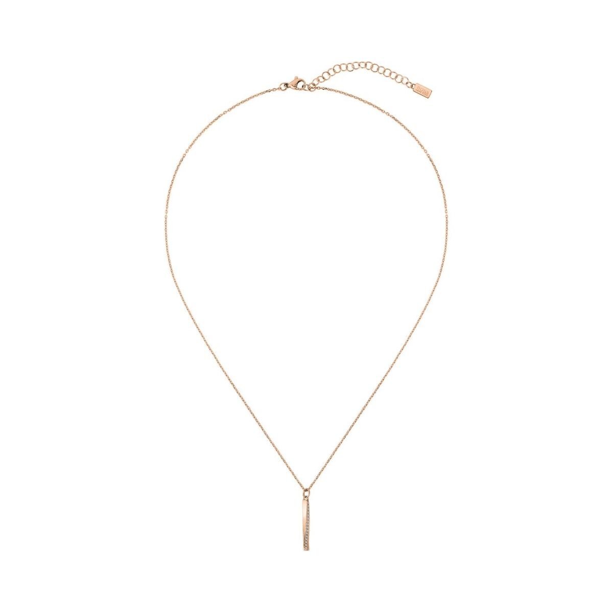 Gouden Hugo Boss damesketting met elegante hangende staaf, perfect voor elke gelegenheid.