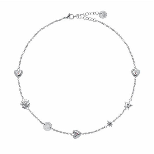 Zilverkleurige LIU JO ketting met elegante hangers in hart- en stervorm.