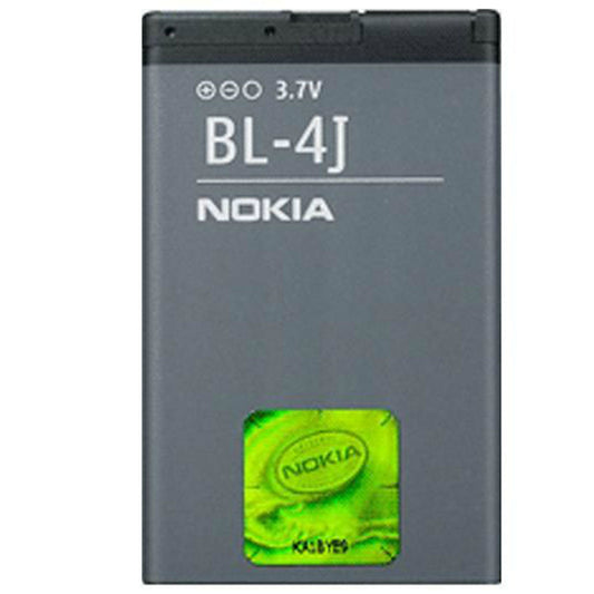 Nokia BL-4J batterij van 1200 mAh, grijs met groene merklabel.