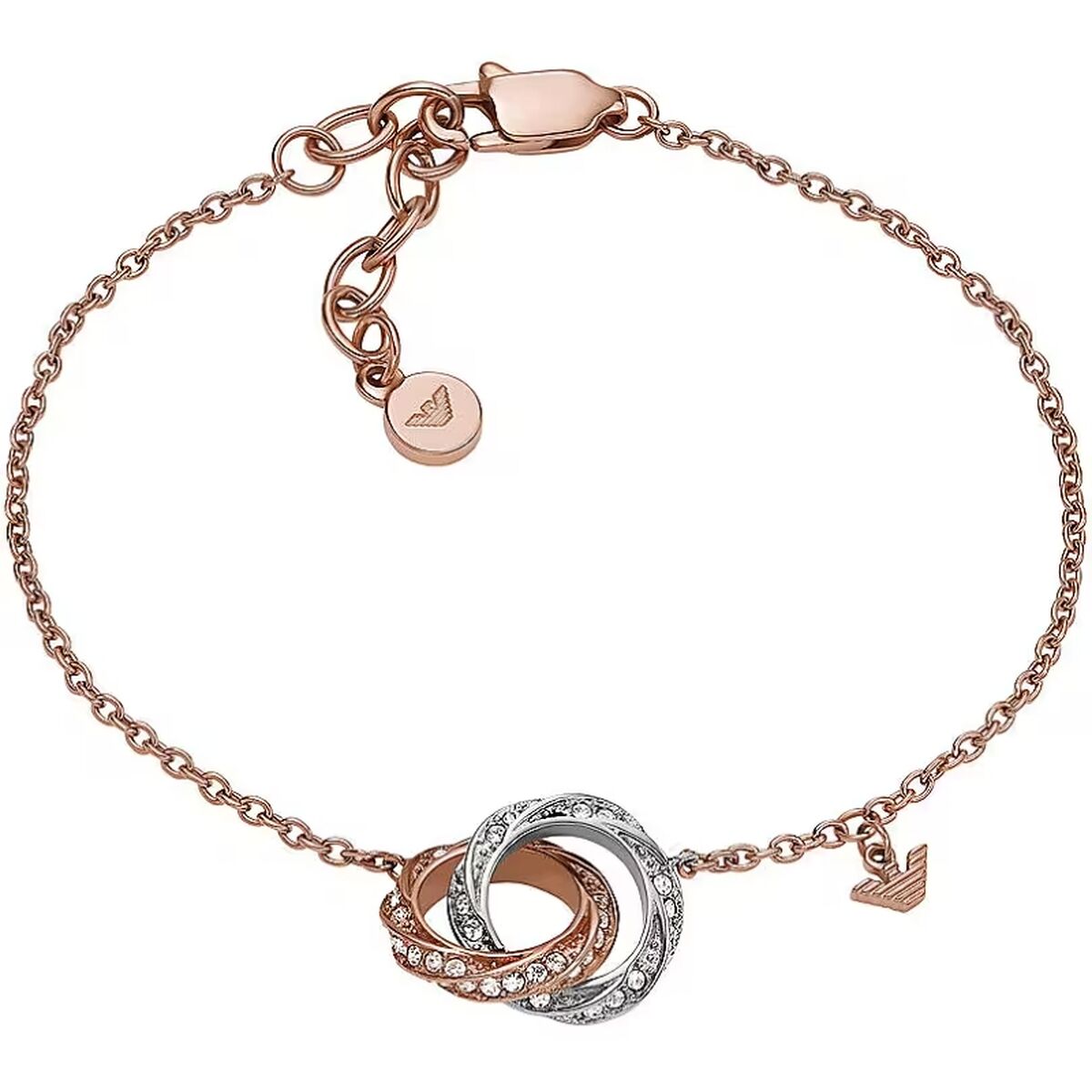 Emporio Armani armband voor dames met elegante, gedetailleerde schakels en strass-steentjes.