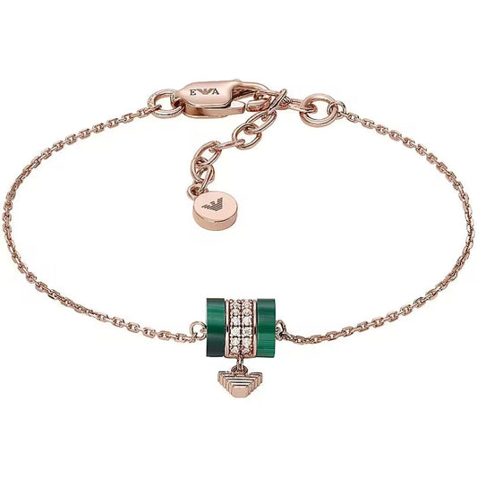 Elegante Emporio Armani armband voor dames met groene en roségouden details.