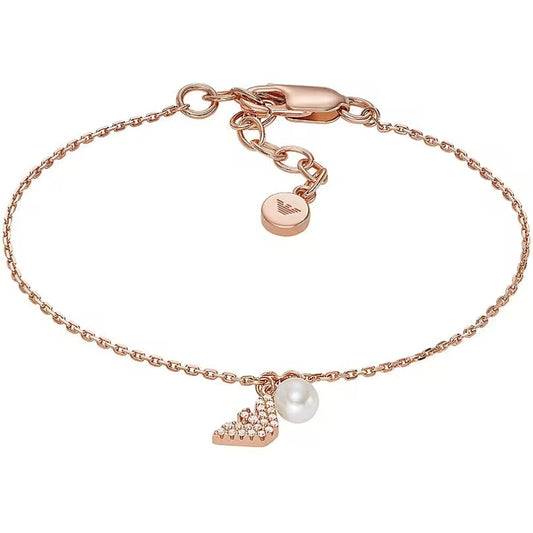 Roze Emporio Armani armband voor dames met hartvormige hanger en parel.