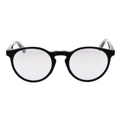 Zijaanzicht van de Scotch & Soda zonnebril met zwart montuur en lichte glazen.