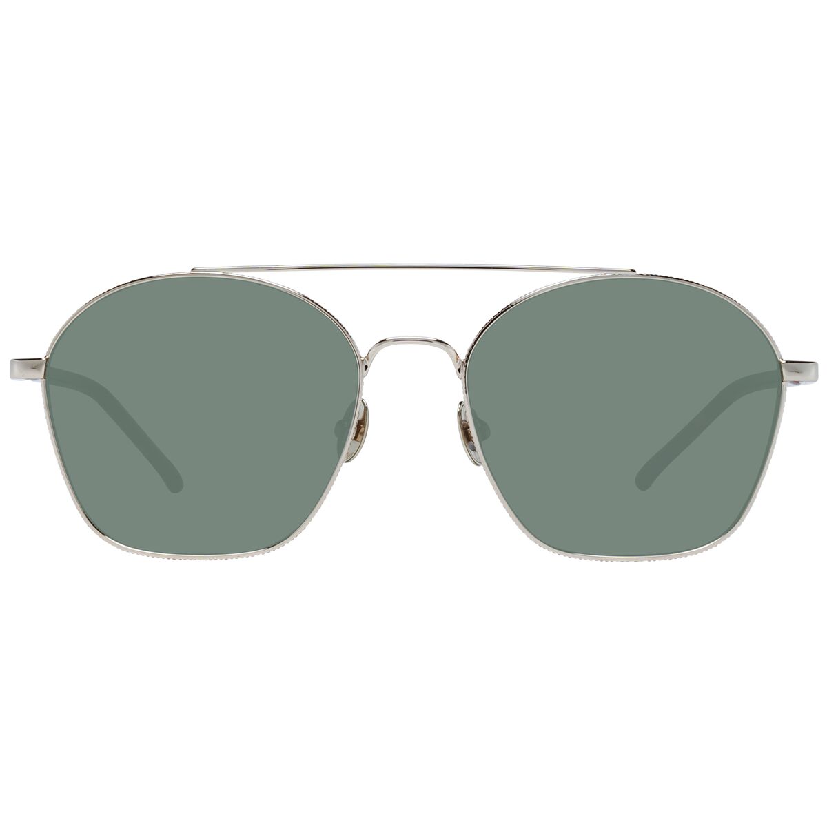 Zijaanzicht van de Scotch & Soda zonnebril met groen getinte glazen en luxe metalen frame.