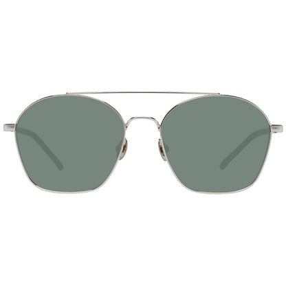 Zijaanzicht van de Scotch & Soda zonnebril met groen getinte glazen en luxe metalen frame.