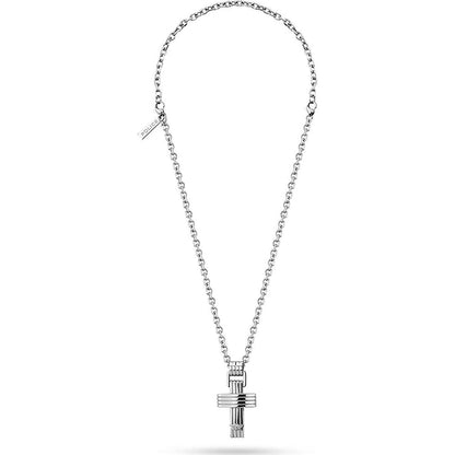 Detail van de Police damesketting met grijze afwerking en kruisvormige hanger.