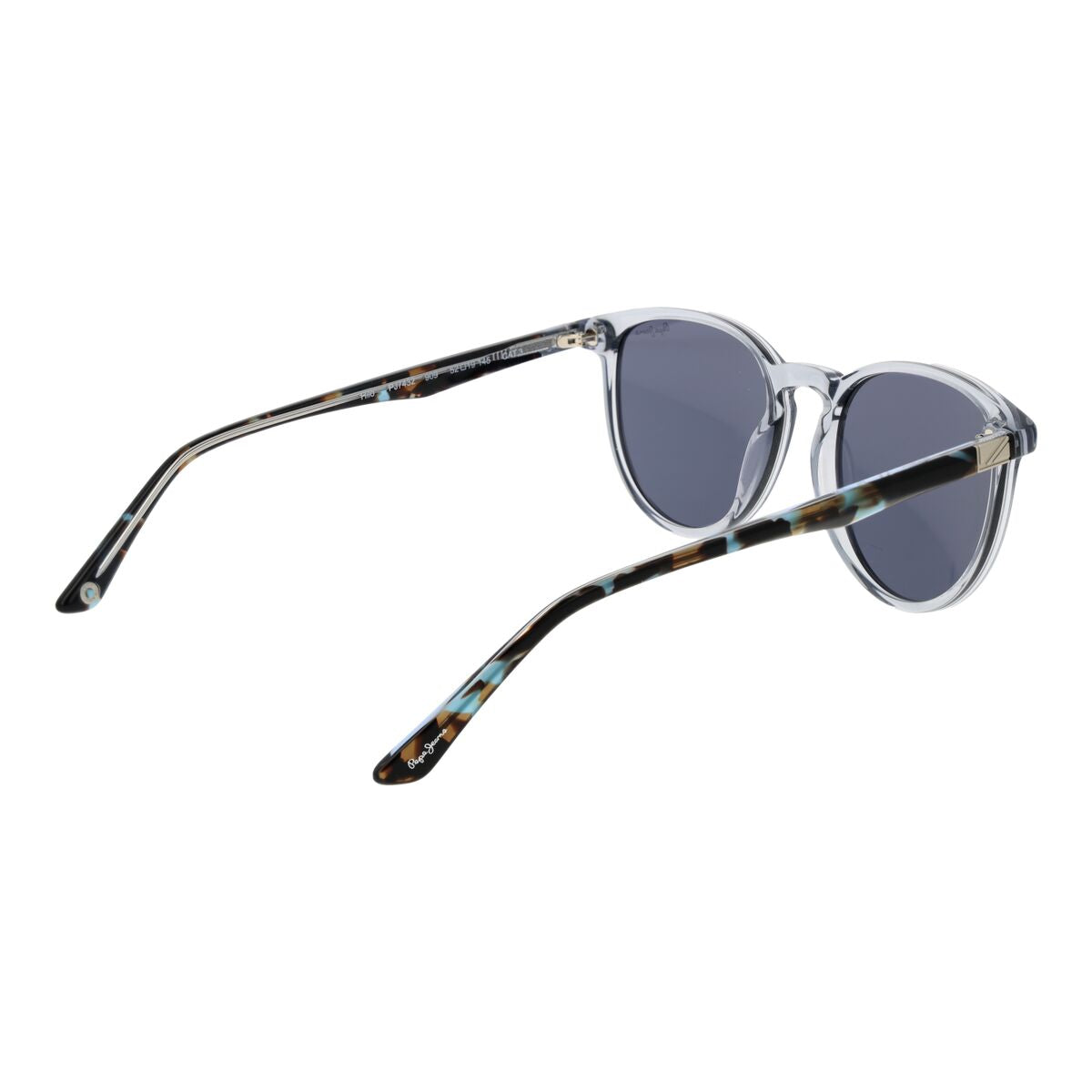 Zijaanzicht van de Pepe Jeans zonnebril PJ7432 met multicolour acetaat en UV400 bescherming.