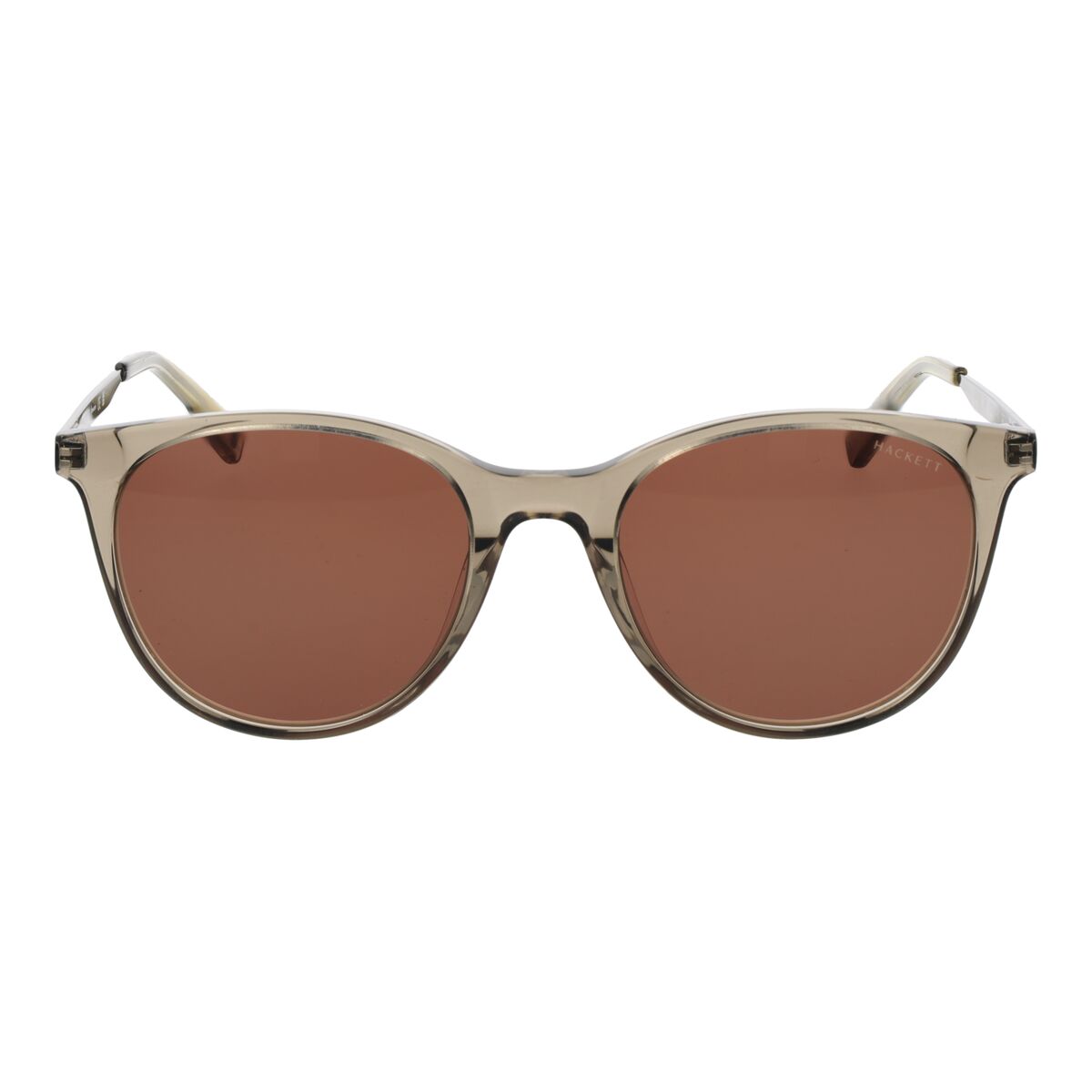 Detail van de Hackett London zonnebril in multicolour met bruin glas, frontaanzicht.