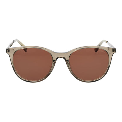 Detail van de Hackett London zonnebril in multicolour met bruin glas, frontaanzicht.