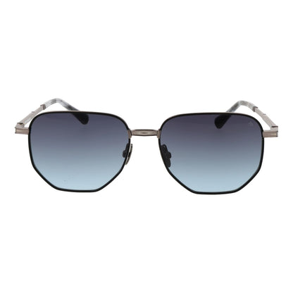 Detail van de Scotch & Soda zonnebril met een trendy multicolour ontwerp en UV400 bescherming.