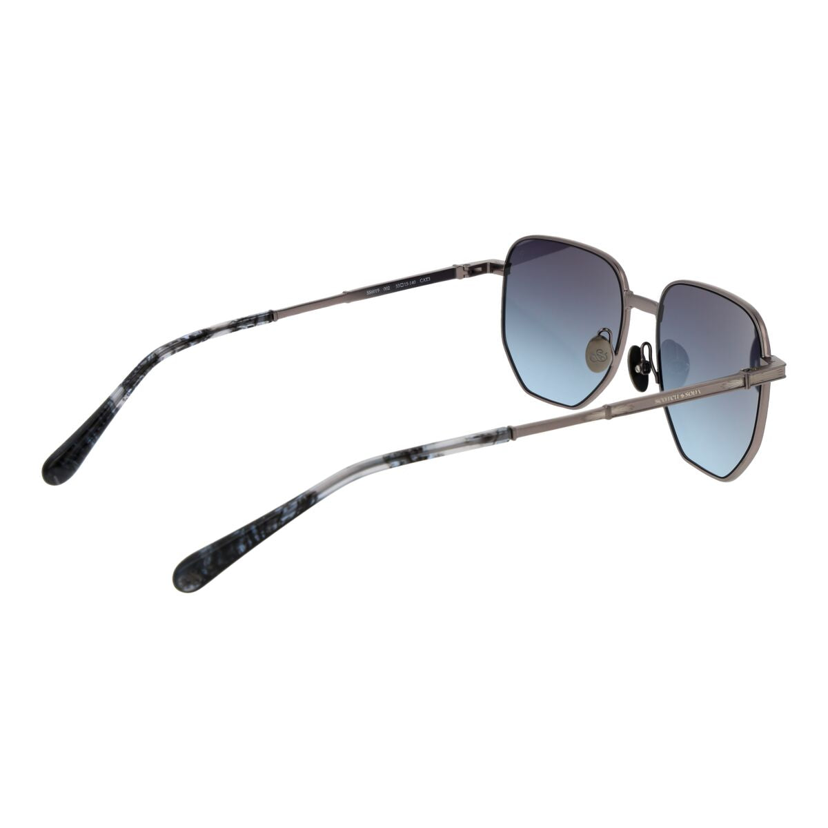 Zijaanzicht van de Scotch & Soda zonnebril met multicolour frame en gradiënt glazen.