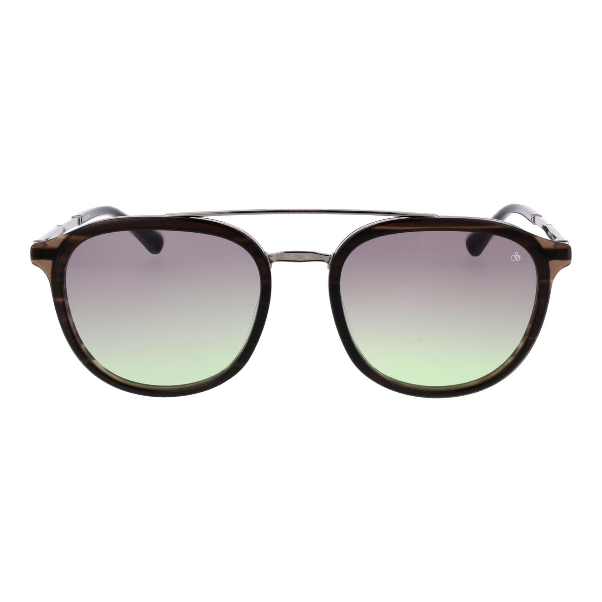 Detail van de Scotch & Soda zonnebril in multicolour met gradient glazen.