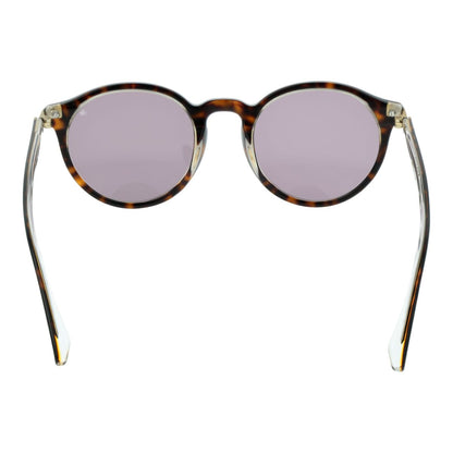 Detail van de Scotch & Soda zonnebril in multicolour met ronde glazen en transparante pootjes.