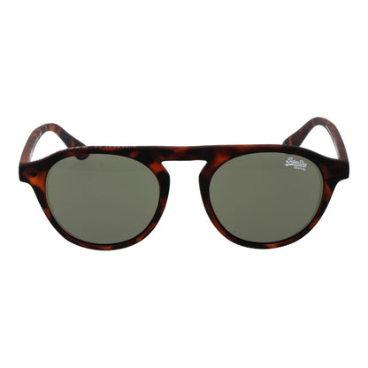 Detail van de Superdry zonnebril in multicolour met ronde glazen en stijlvol montuur.