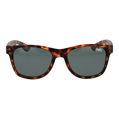 Detail van de Superdry zonnebril Heren met multicolour frame en grijze glazen, frontaanzicht.
