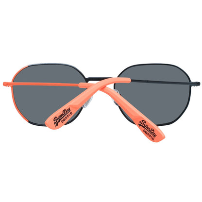 Zijaanzicht van de Superdry SDS SUPER 52025 zonnebril met oranje en zwarte details.