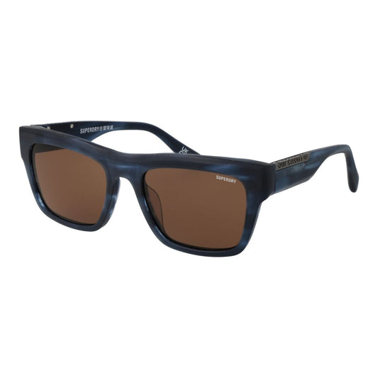 Blauwe Superdry zonnebril voor heren met UV400 bescherming, frontzicht.