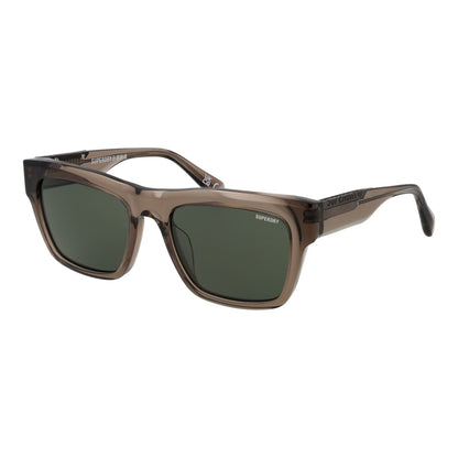 Superdry SDS 5011 zonnebril in bruin met groene glazen, trendy ontwerp.