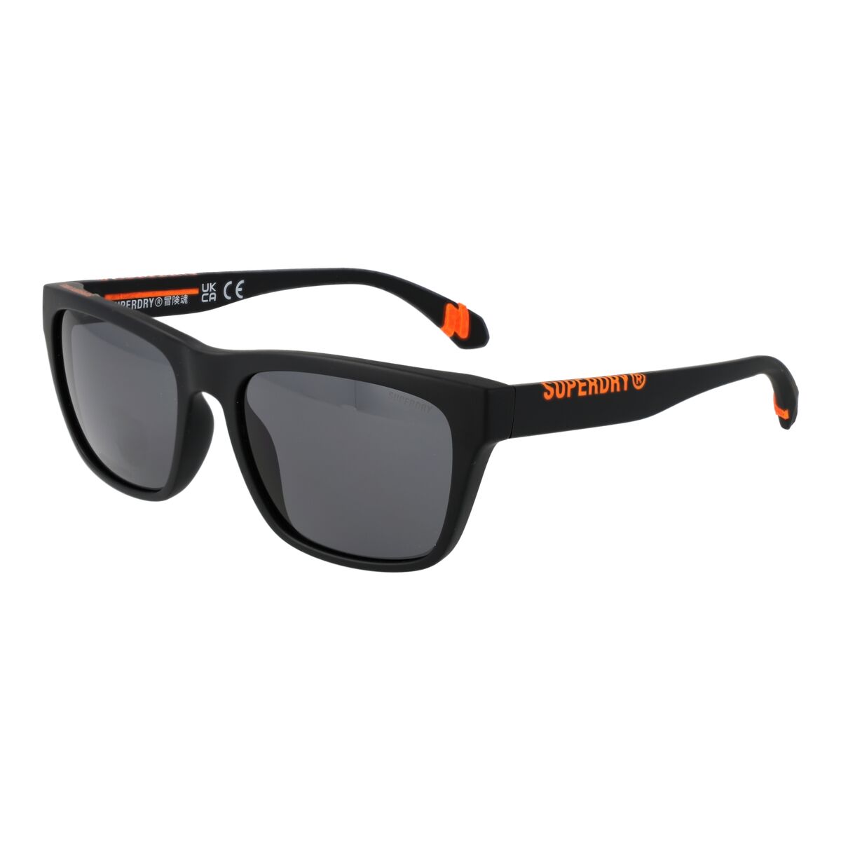 Zwarte Superdry zonnebril voor heren met trendy ontwerp en UV400 bescherming.