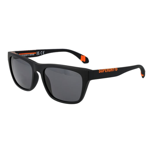 Zwarte Superdry zonnebril voor heren met trendy ontwerp en UV400 bescherming.