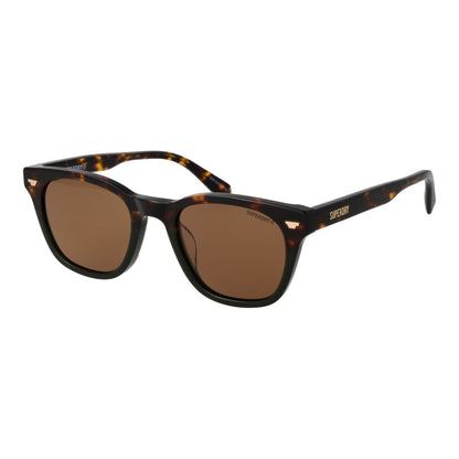 Stijlvolle Superdry zonnebril voor heren met bruin getinte glazen en een trendy montuur.