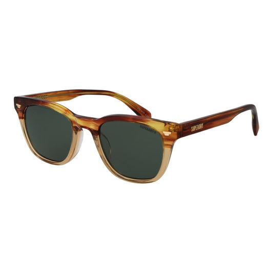 Bruine Superdry zonnebril voor heren met UV400 bescherming, trendy ontwerp.