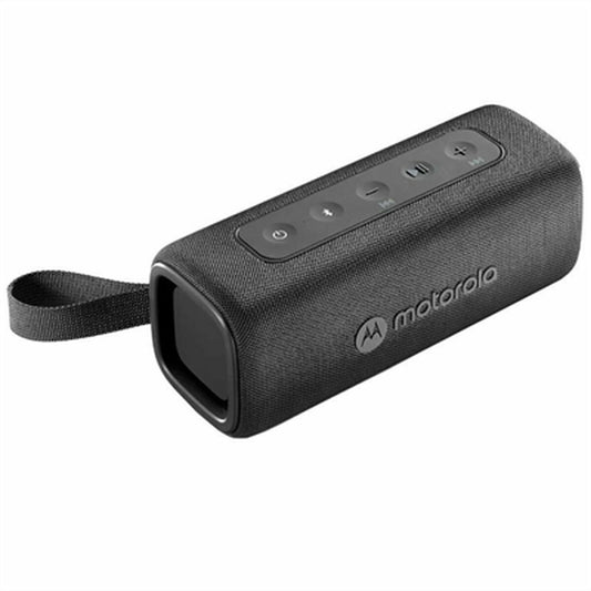 Motorola ROKR 600 Bluetooth luidspreker in zwart met bedieningsknoppen aan de bovenkant.