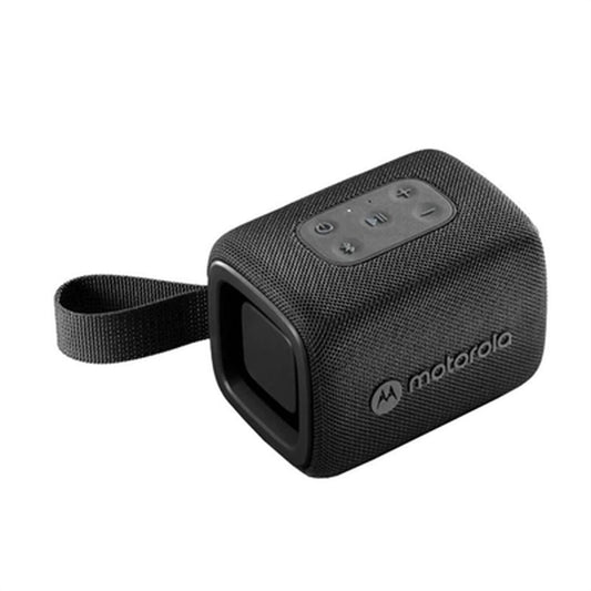 Draagbare zwarte Motorola ROKR 300 Bluetooth luidspreker met bedieningsknoppen.