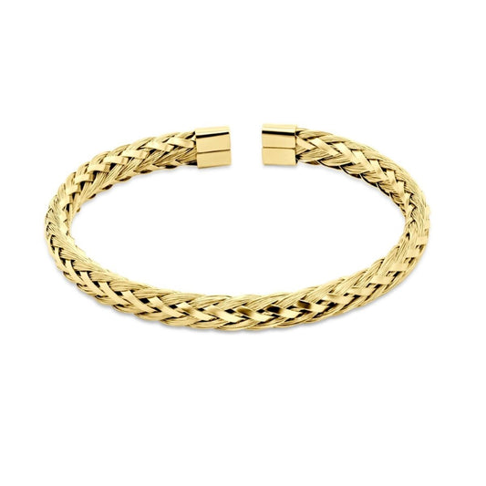Gouden CO88 Collection armband met elegante gevlochten afwerking, voor dames.