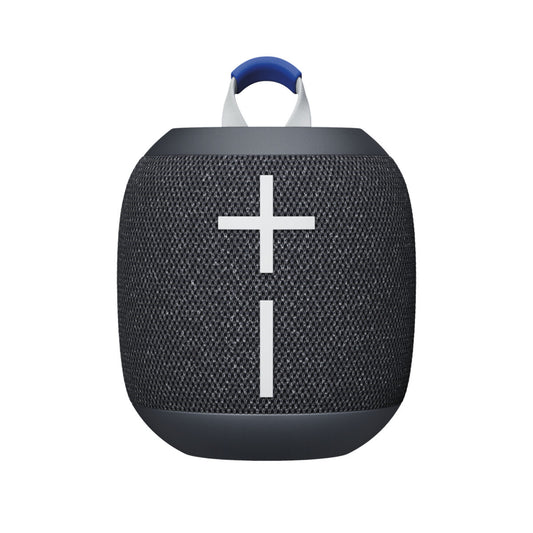 Logitech WONDERBOOM 4 draagbare Bluetooth luidspreker in zwart met een robuust ontwerp.