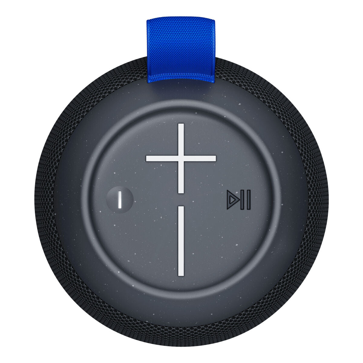 Detail van de bovenkant van de Logitech WONDERBOOM PLAY met bedieningselementen.