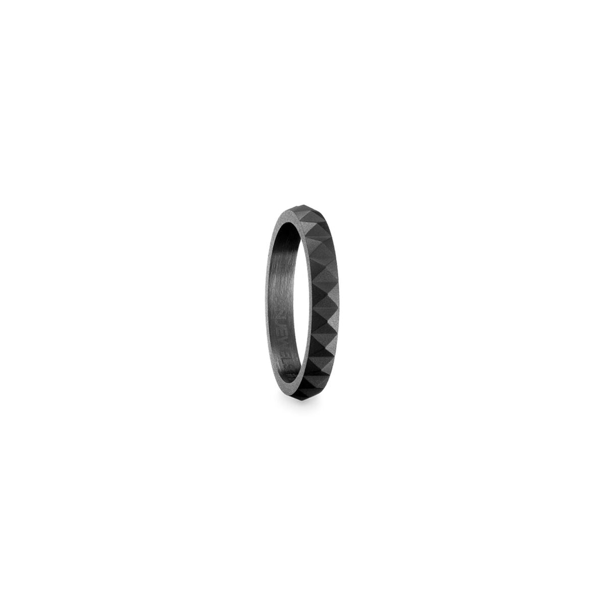 Trendy zwarte AN Jewels ring voor dames, maat 8 met een stijlvol, facettenontwerp.