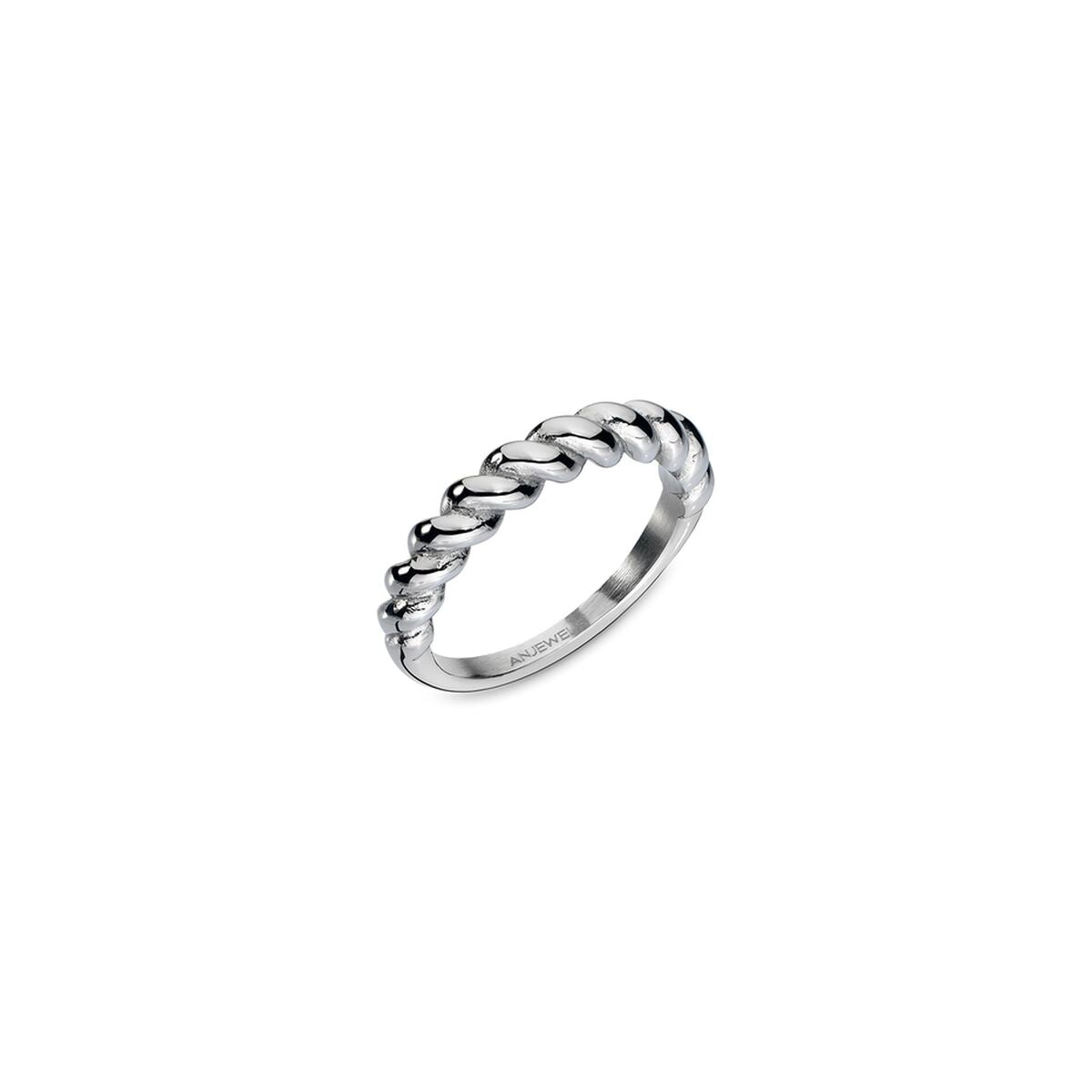 Stijlvolle zilveren AN Jewels ring met trendy gedraaide design.