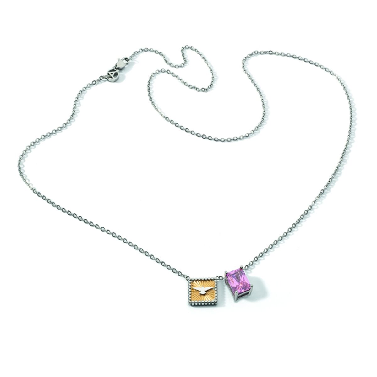 Elegante AN Jewels damesketting met een gouden en paarse hanger.