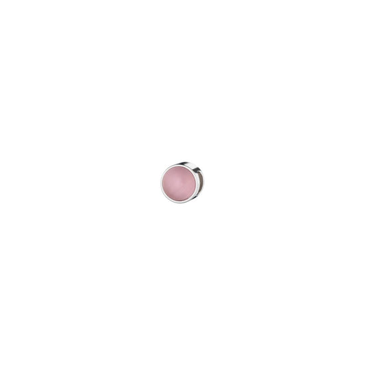 Elegante AN Jewels oorbel voor dames met een ronde, lichtroze steen en zilveren afwerking.