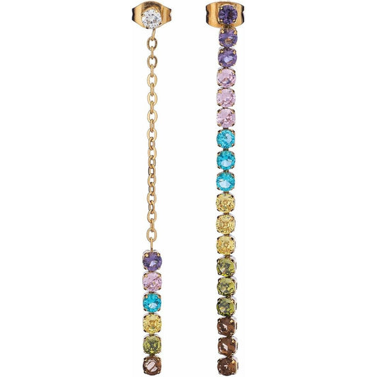 Elegante AN Jewels oorbellen met kleurrijke stenen in een glamoureus ontwerp.