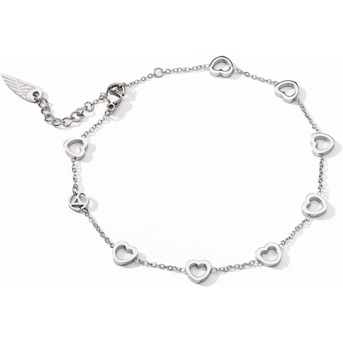 Zilverkleurige AN Jewels armband met hartvormige schakels, elegant en duurzaam ontwerp.