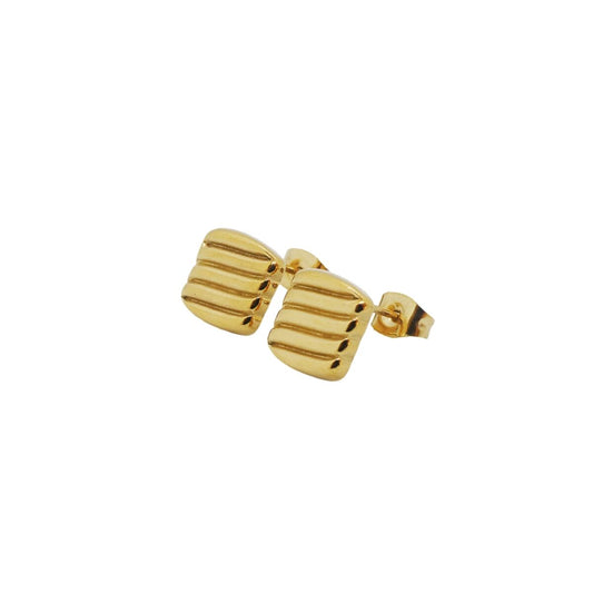 Gouden AN Jewels oorbellen met een elegant, trendy ontwerp en gestreepte details.