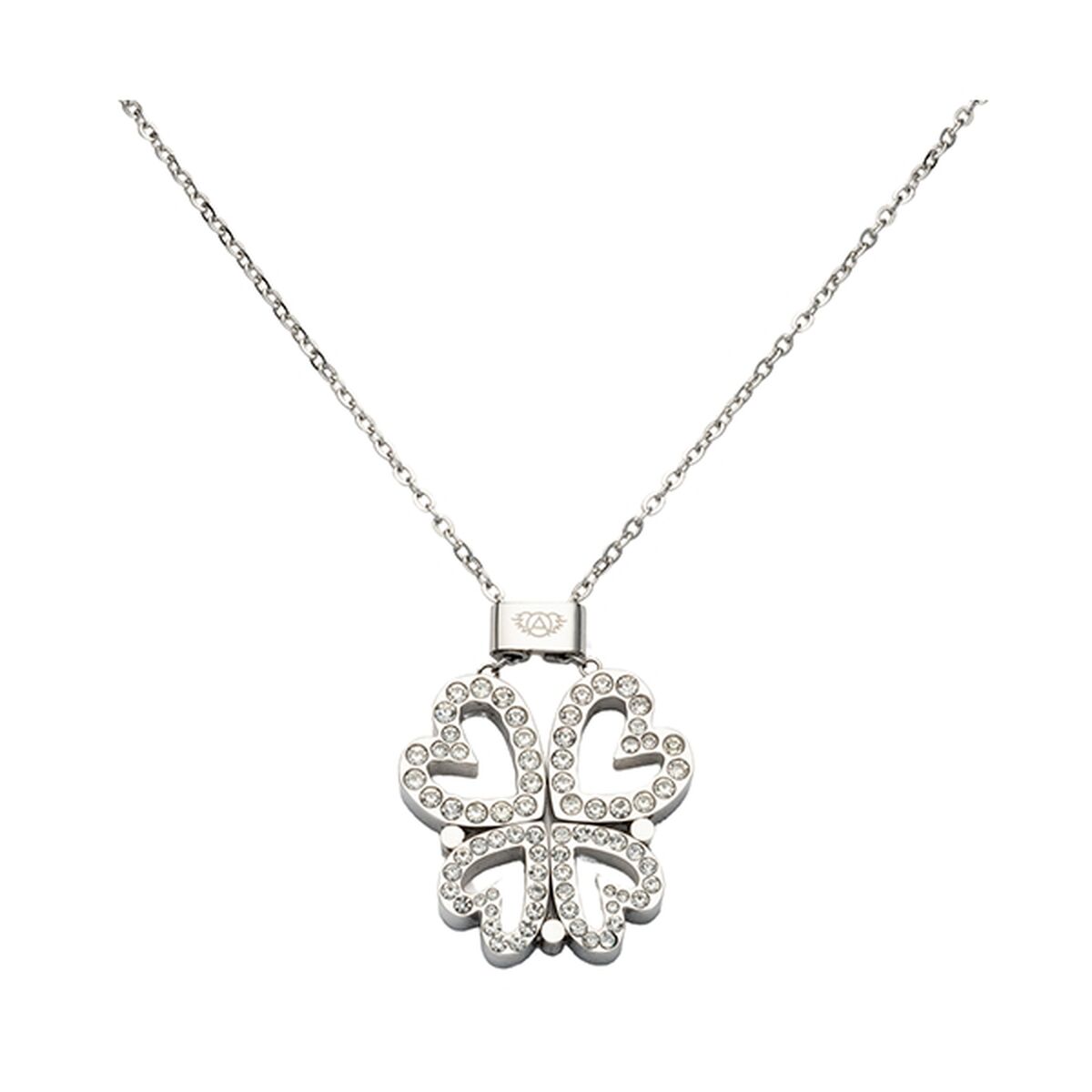 Zilveren AN Jewels ketting met een elegante hartvormige hanger, bezet met strass.
