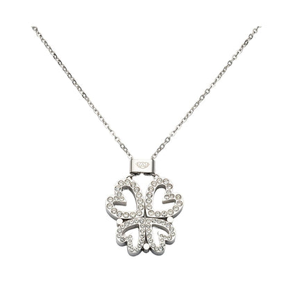 Zilveren AN Jewels ketting met een elegante hartvormige hanger, bezet met strass.