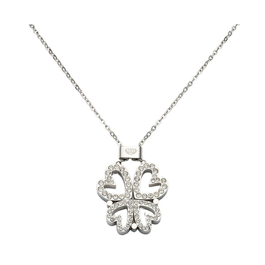Zilveren AN Jewels ketting met een elegante hartvormige hanger, bezet met strass.