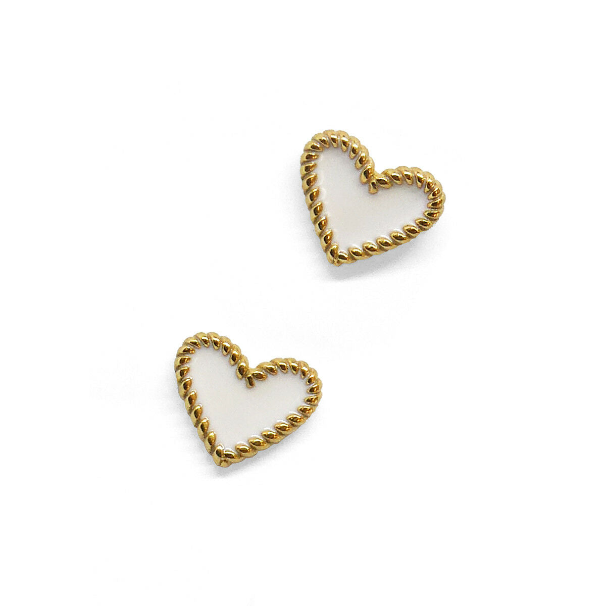 Gouden AN Jewels oorbellen in elegante hartvorm met gedraaide rand.